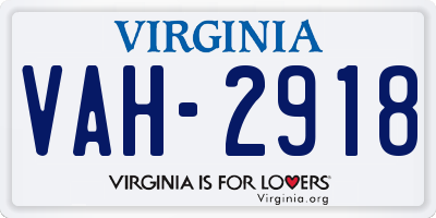 VA license plate VAH2918