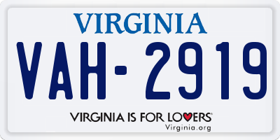 VA license plate VAH2919