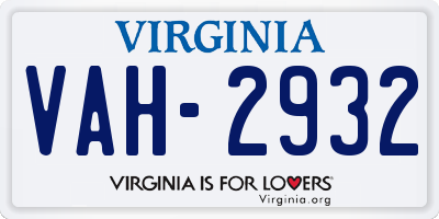 VA license plate VAH2932