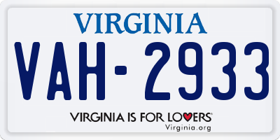 VA license plate VAH2933