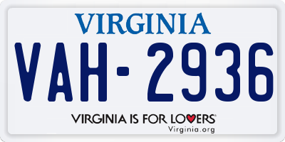 VA license plate VAH2936