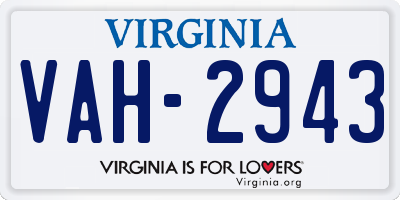 VA license plate VAH2943