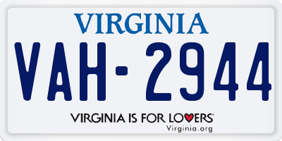 VA license plate VAH2944
