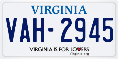 VA license plate VAH2945
