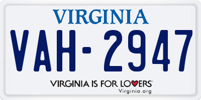 VA license plate VAH2947