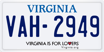 VA license plate VAH2949