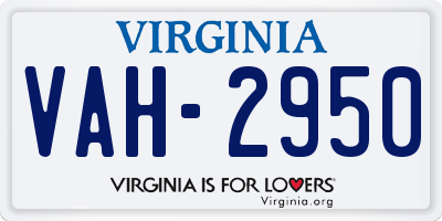 VA license plate VAH2950