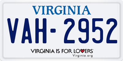 VA license plate VAH2952
