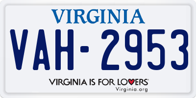 VA license plate VAH2953