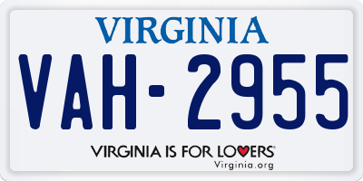 VA license plate VAH2955