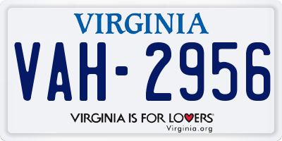 VA license plate VAH2956