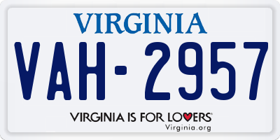 VA license plate VAH2957