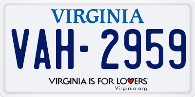 VA license plate VAH2959