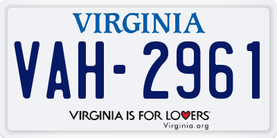 VA license plate VAH2961