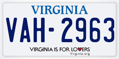 VA license plate VAH2963