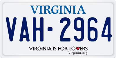 VA license plate VAH2964