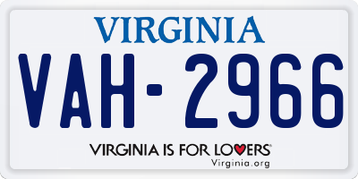 VA license plate VAH2966