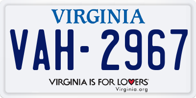 VA license plate VAH2967