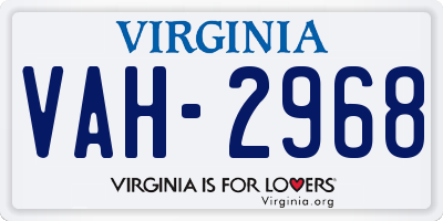 VA license plate VAH2968
