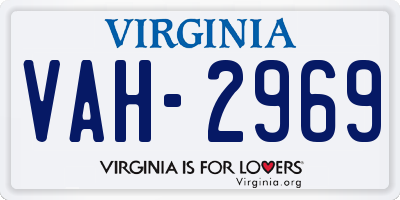 VA license plate VAH2969