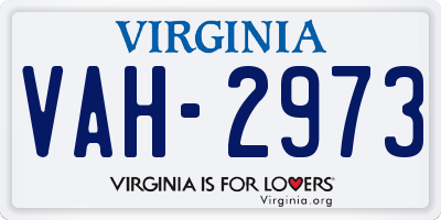 VA license plate VAH2973