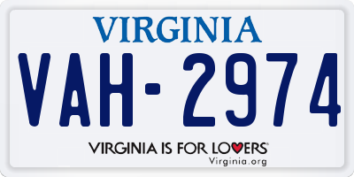 VA license plate VAH2974