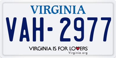 VA license plate VAH2977