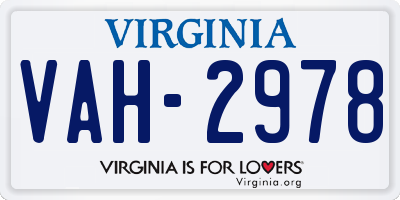 VA license plate VAH2978