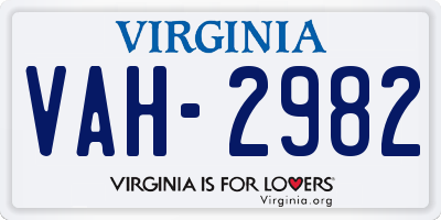 VA license plate VAH2982