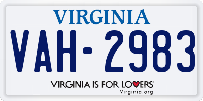VA license plate VAH2983