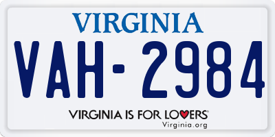 VA license plate VAH2984