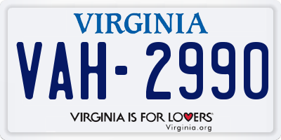 VA license plate VAH2990