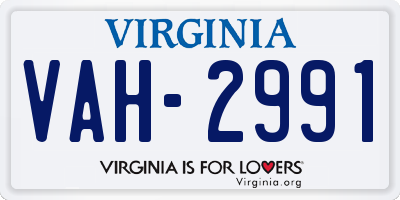 VA license plate VAH2991