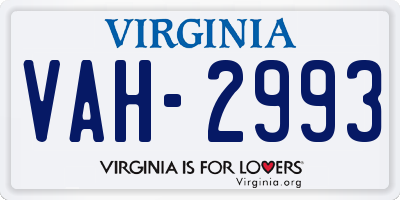 VA license plate VAH2993