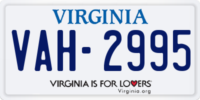 VA license plate VAH2995