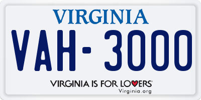 VA license plate VAH3000