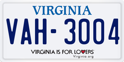 VA license plate VAH3004