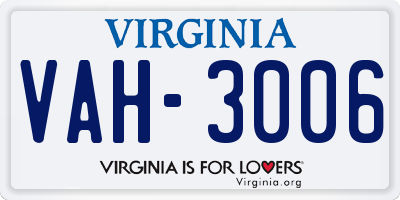 VA license plate VAH3006