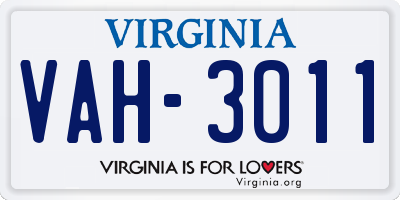 VA license plate VAH3011