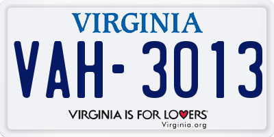 VA license plate VAH3013