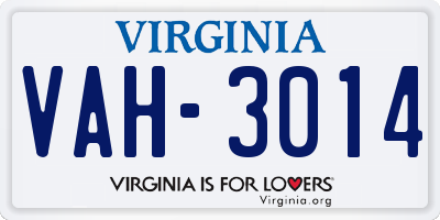 VA license plate VAH3014