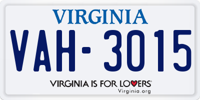 VA license plate VAH3015