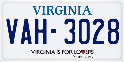 VA license plate VAH3028