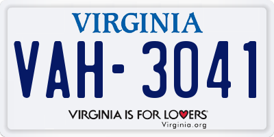 VA license plate VAH3041