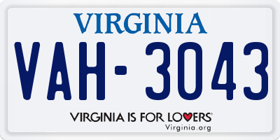 VA license plate VAH3043