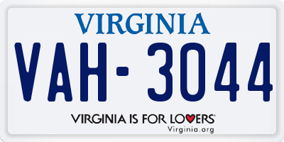 VA license plate VAH3044