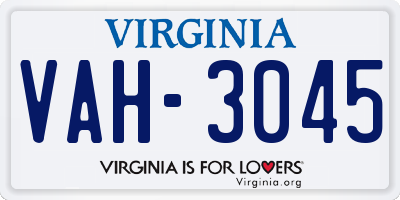 VA license plate VAH3045