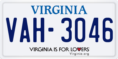 VA license plate VAH3046