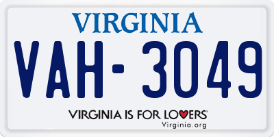 VA license plate VAH3049