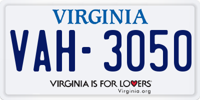 VA license plate VAH3050